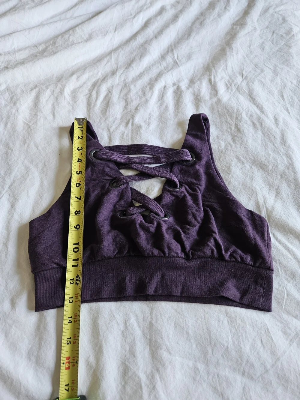 Alo Quest Yoga Lace-Up Crop Tank Top - Purple - Small